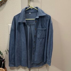 Blue Corduroy Button-Up Shirt